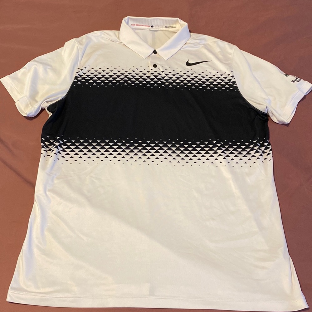 Men’s Nike tiger woods collection white and black golf shirt size large